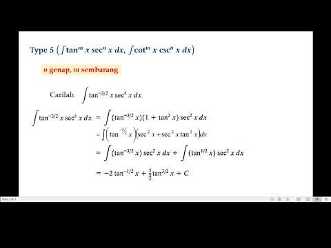 5 Integral Trigonometri Bentuk I Int Tan M X Sec N X Dx Ii Int Cot M X Csc N X Dx Youtube