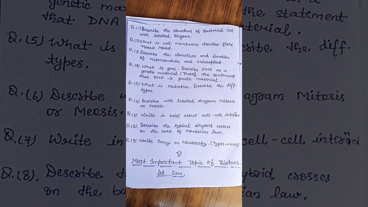 BSc. Biotech. 1st Sem Most Important Topic for exam 