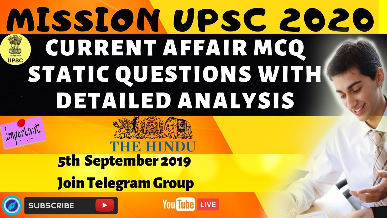 UPSC 2020 I 5th Sep 2019 Daily Current Affairs MCQs for UPSC IAS & State PCS 2020