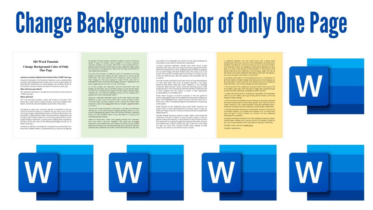 Change Background Color Page MS Word Tutorial: Change Background Color of Only One Page - YouTube