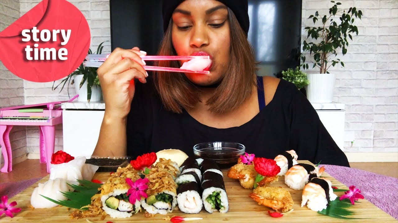 SUSHI PLATTER MUKBANG + SHOUT OUTS┃le jour ou j'ai été gazée 😥