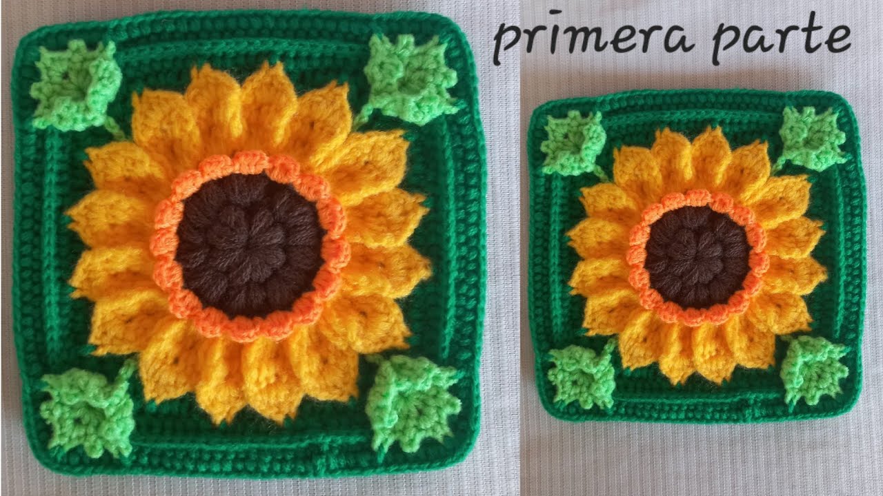 GRANNY GIRASOL 🌻3D a CROCHET 🧶 fácil de TEJER para COLCHAS o COJINES  /paso a paso/ primera parte.