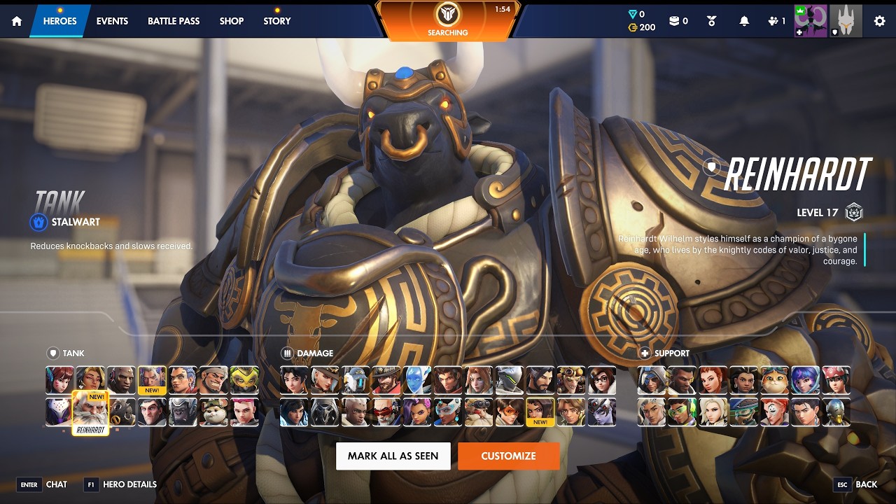 Overwatch REINHARDT STADIUM 40E-2A-6D MVP