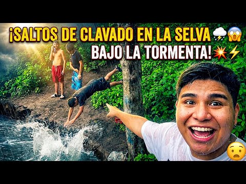 ADVENTURE AND EXTREME DIVING IN THE RIVER IN THE RAIN