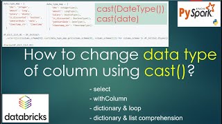 233. How to change data type of column using cast() | #pyspark PART 233
