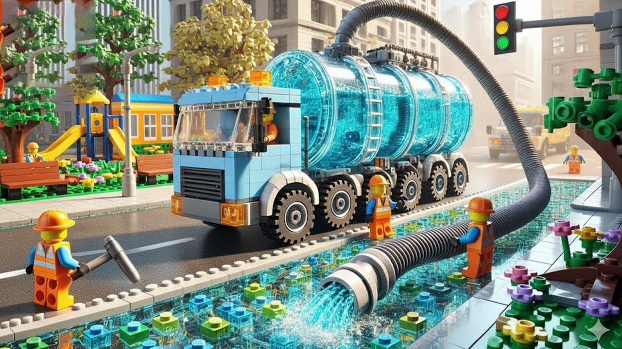 Satisfying LEGO Water Truck Animation! (Watering the LEGO Plants Stop Motion)