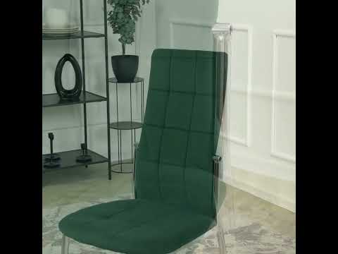 Зелені велюрові стільці Molly з високою спинкою та хромованими ніжками для кухні, видео 1