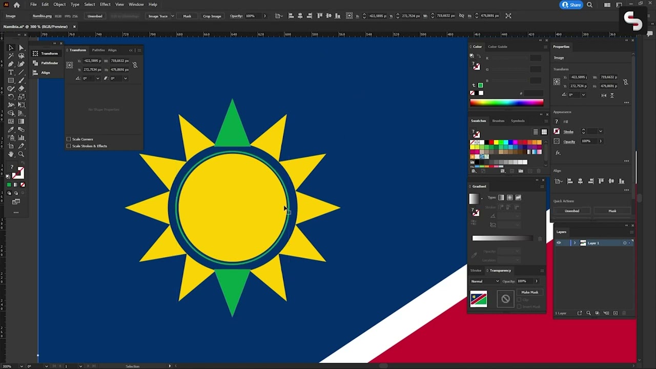 Discover Namibia's Flag: Illustrator Tutorial - Step-by-Step Instructions+ Free download