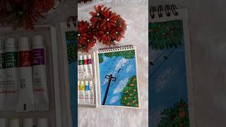 Beautiful Sky Painting ☁️ | Easy Nature Scenery Drawing #shorts