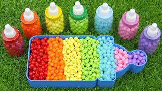 Satisfying Video l How To Make Rainbow Mixing Beads IN Magik Bathtub Bottle WITH Mini Bottles ASMR