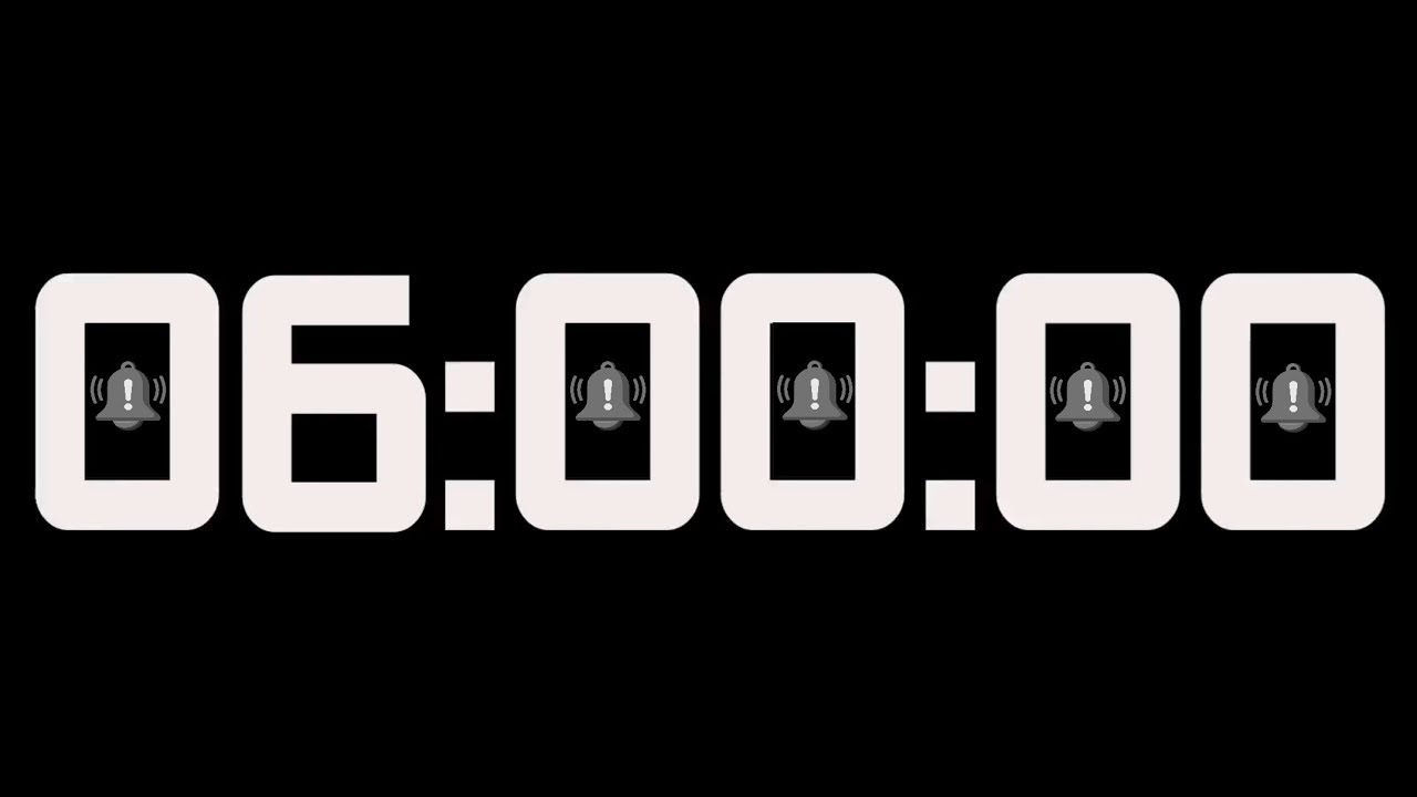 6-hour, 360 minute countdown alarm timer online (Black Screen)