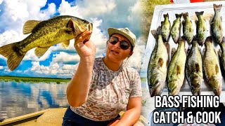 Limit of Bass on Topwater & Worms! Louisiana Marsh Catch & Cook