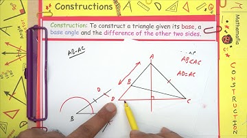 Class 9 | Chapter 11 | Constructions 11.5  Triangle given base, angle, diff of 2 sides | NCERT Maths