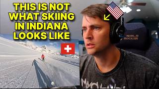 American reacts to a MASSIVE Swiss Alp Ski Slope