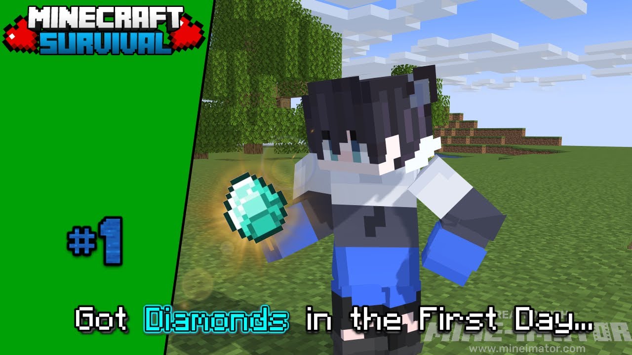 Finding Diamonds in the First Day of Minecraft (#1) - YouTube