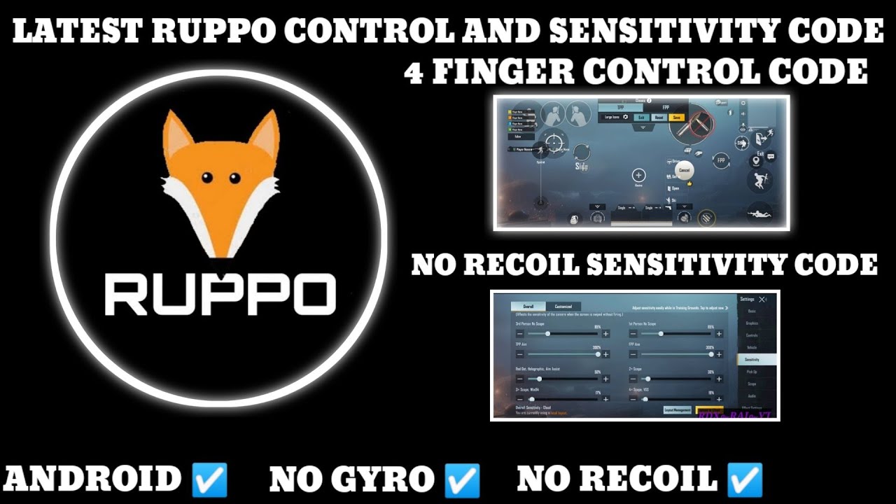LATEST RUPPO CONTROL CODE AND SENSITIVITY CODE BGMI 4 FINGER CONTROL AND NO RECOIL SENSITIVITY CODE
