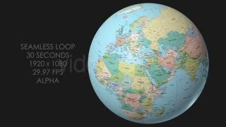 Rotating Globe World Political Map - Top View