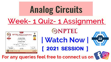 Analog Circuits | Week 1 Answers | NPTEL ||