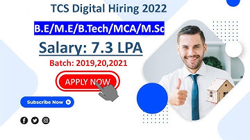 TCS Digital Hiring 2022 Registration | Salary 7.3 LPA | TCS off campus Drive for 2019 - 2021 batch