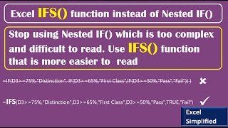 Use Excel IFS Function instead of Nested IF function
