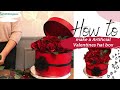 Valentines Hat Box Arrangement - Artificial Roses with a Bow. DIY Hat Box with Whittingtons