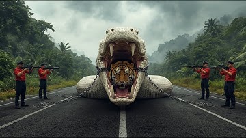Amazon Jungle Wildlife: Giant PythonAttacks Powerful Crocodile