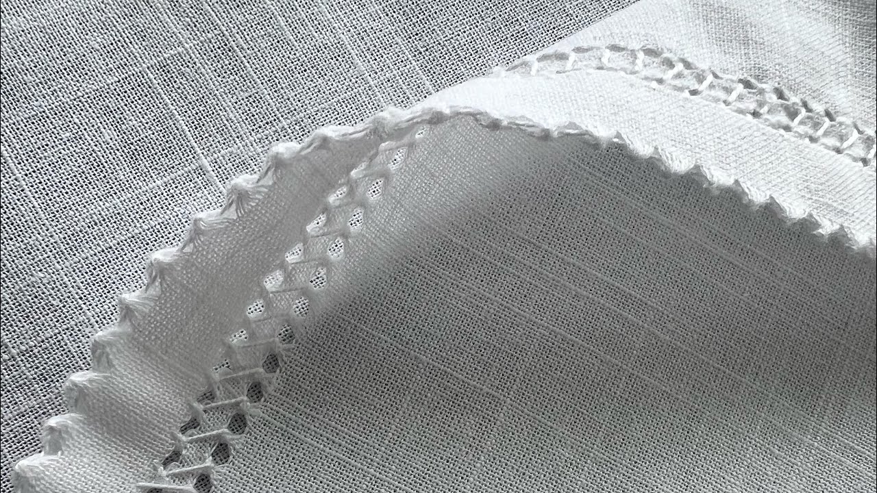 Ponto Ajour ou bainha Aberta em pano de prato ou toalha de lavabo