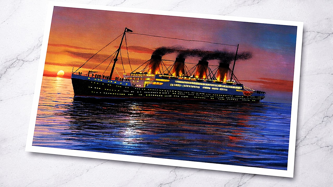 Meecaa Schilderen op nummer Titanic veerboot ijsberg romantische kit voor volwassenen beginners DIY olieverfschilderij 40 x 50 cm (Titanic, ingelijst