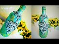 Amazing sparkling Bottle Clay Design | clay Art on Glass Bottle | Air Dry Clay| DIY| Bottle Decor