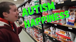 LOGAN the ENTERTAINER in the Dog Food Aisle.  We draw A LOT of attention out in public.