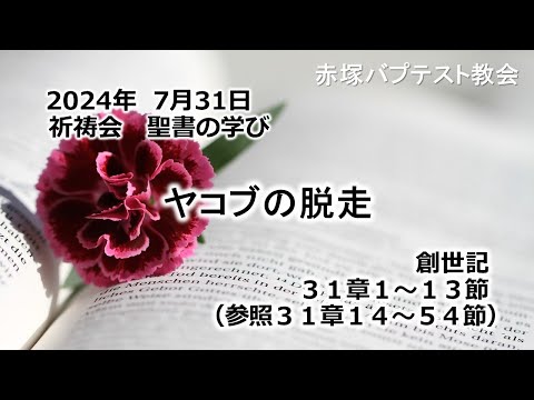 ヤコブの脱走　創世記 31章1～13節 2024/ 7/31 WED.　赤塚教会祈祷会 聖書の学び