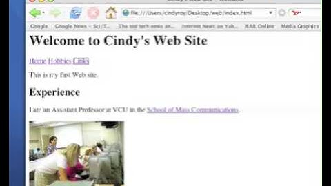 Cindy Royal, Web Design, HTML navigation