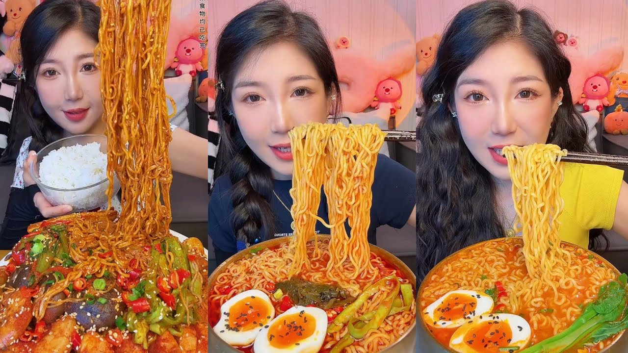 Eating spicyfood 🔥 noodle 🥵 spicy pork Chinesefood #mukbang #spicynoodlesoup #eating #porkbelly 