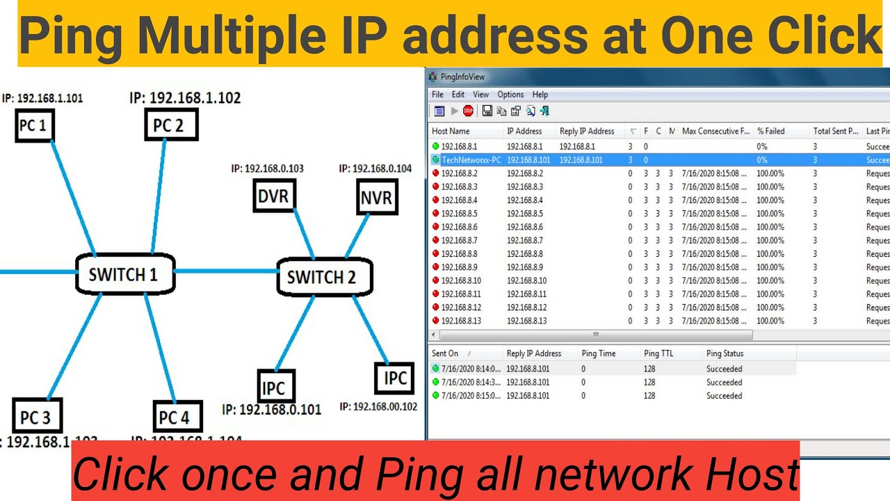 Ping multiple address at one click || How do I ping multiple IP addresses at same time - YouTube