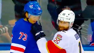 Matt Rempe and Jonah Gadjovich Exchange Some Words (FULL CLIP) Rangers vs Panthers | NHL Highlights