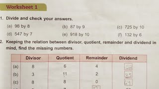 Dav class 4 maths unit 4 worksheet 1 Division all questions