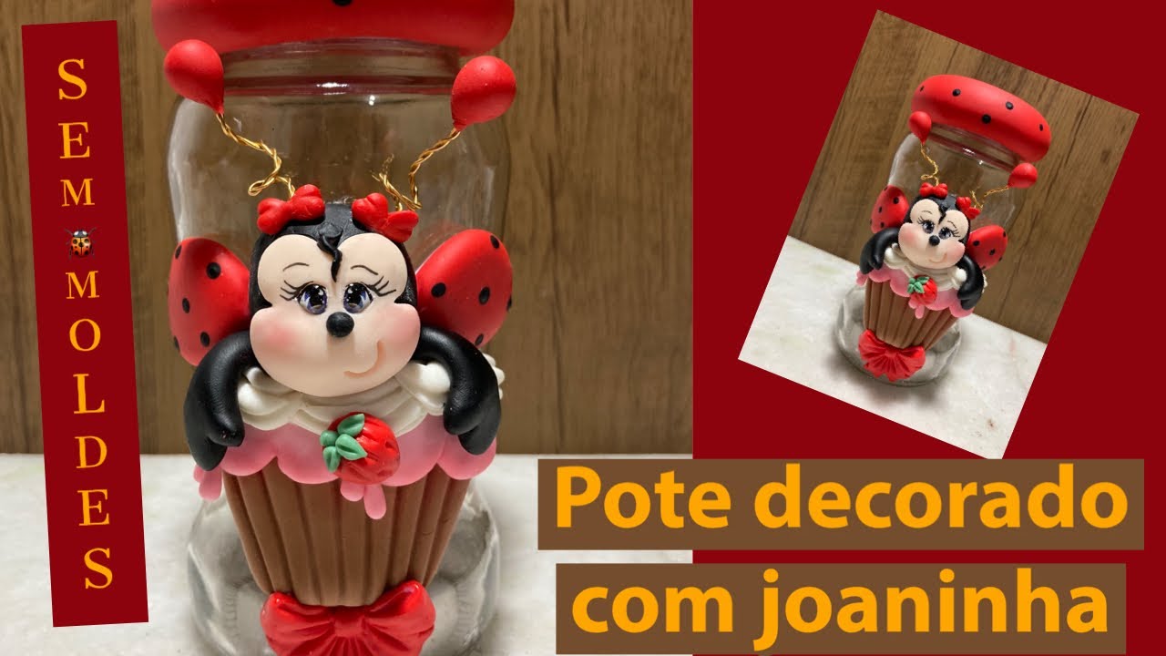 Pote decorado com joaninha de Biscuit