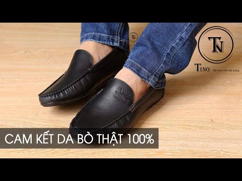 Giày lười da bò GL11 - Giày da nam đen sần với chất liệu da bò thật 100% của Giày da Tino