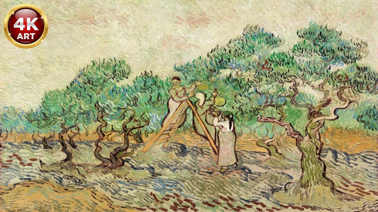 2 Hours in the Olive Orchard with Vincent van Gogh - Silent Art Screensaver