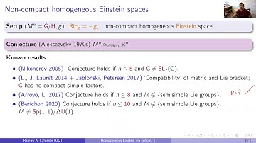 Ramiro Lafuente - Homogeneous Einstein metrics via a cohomogeneity-one approach