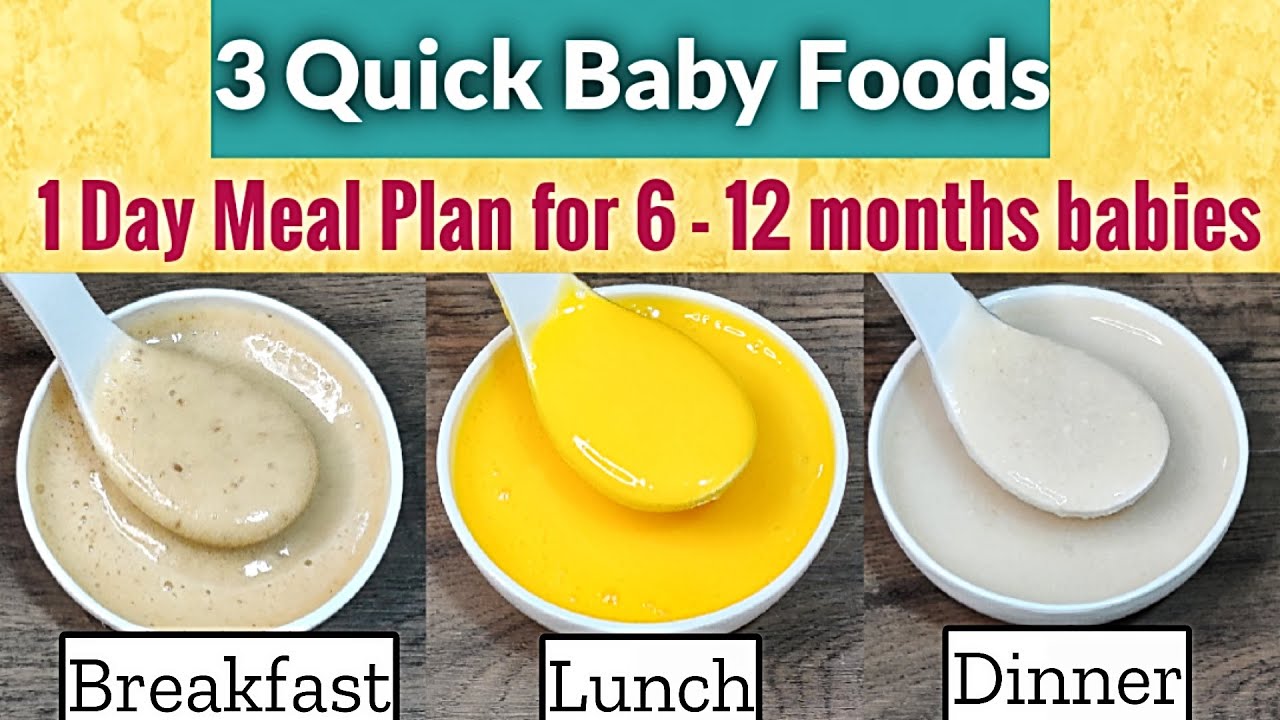 3 Quick Baby Foods/ 1 Day Meal Plan for Babies/ 612 Months Baby Food