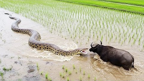 GIANT PYTHON vs BUFFALO | The Ultimate Battle of GIANTS | Anaconda attack | Anaconda snake  video 