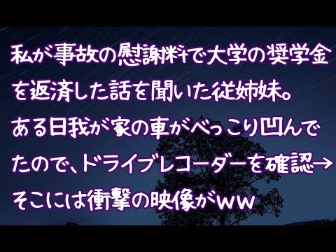 【修羅場】私が事故の慰謝料で大学の奨学金を返済した話を聞いた従姉妹。ある日我が家の車がべっこり凹んでたので、ドライブレコーダーを確認→ そこには衝撃の映像がｗｗ
