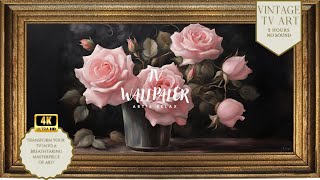 Vintage Frame Art TV Moody Vintage Flower Soft Pink Rose | 2 HOURS  Free TV Wallpaler 4K UHD screenshot 3