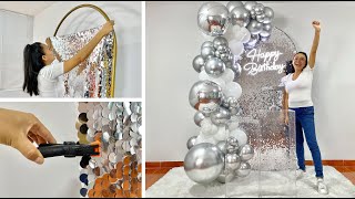 How to make a Balloon Arch and install it on a Panel with Shimmer Balloon Garland On Backdrop