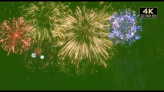 Fireworks merry christmas and happy new year green screen video