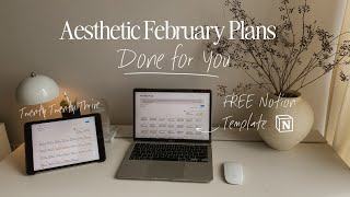 February Monthly Planner Aesthetic Plan with Me Organize Your Life FREE Notion Template