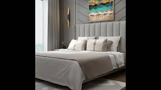 Luxurious Light Gray Upholstered Bed | #viral #subscribe #home #furniture #bed #sofa #table