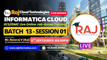 Informatica IICS-IDMC(Informatica Data Management cloud)Introduction Session Batch-13 By Raj Cloud