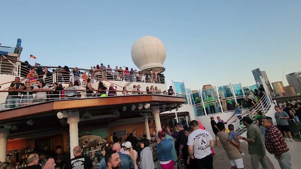 Leaving Sydney Harbour on P&O Pacific Adventure. Sailing under Sydney Harbour Bridge.